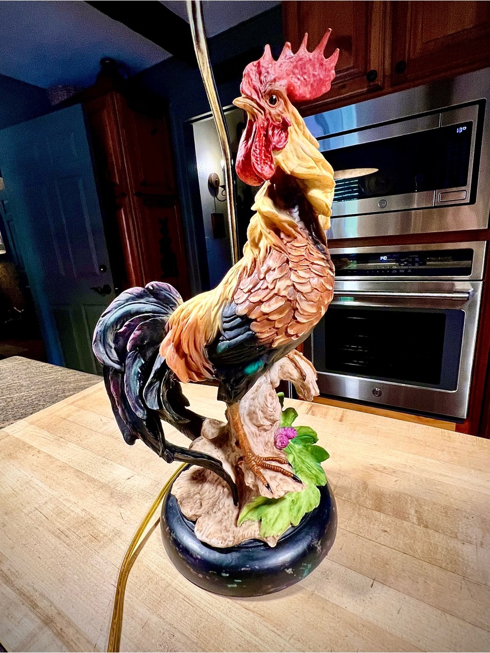 Painted Rooster Table Lamp - Multicolor